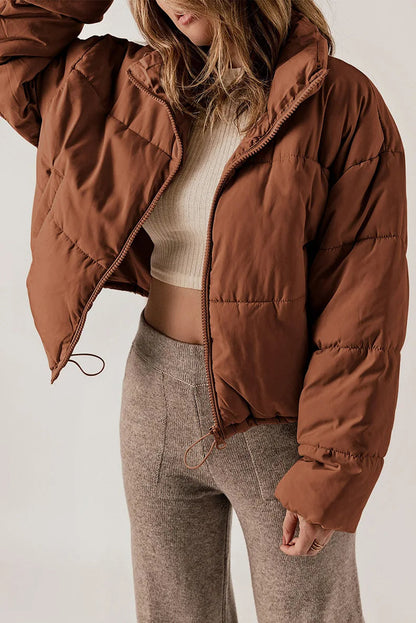 Damen Steppjacke Reißverschluss Eingrifftaschen