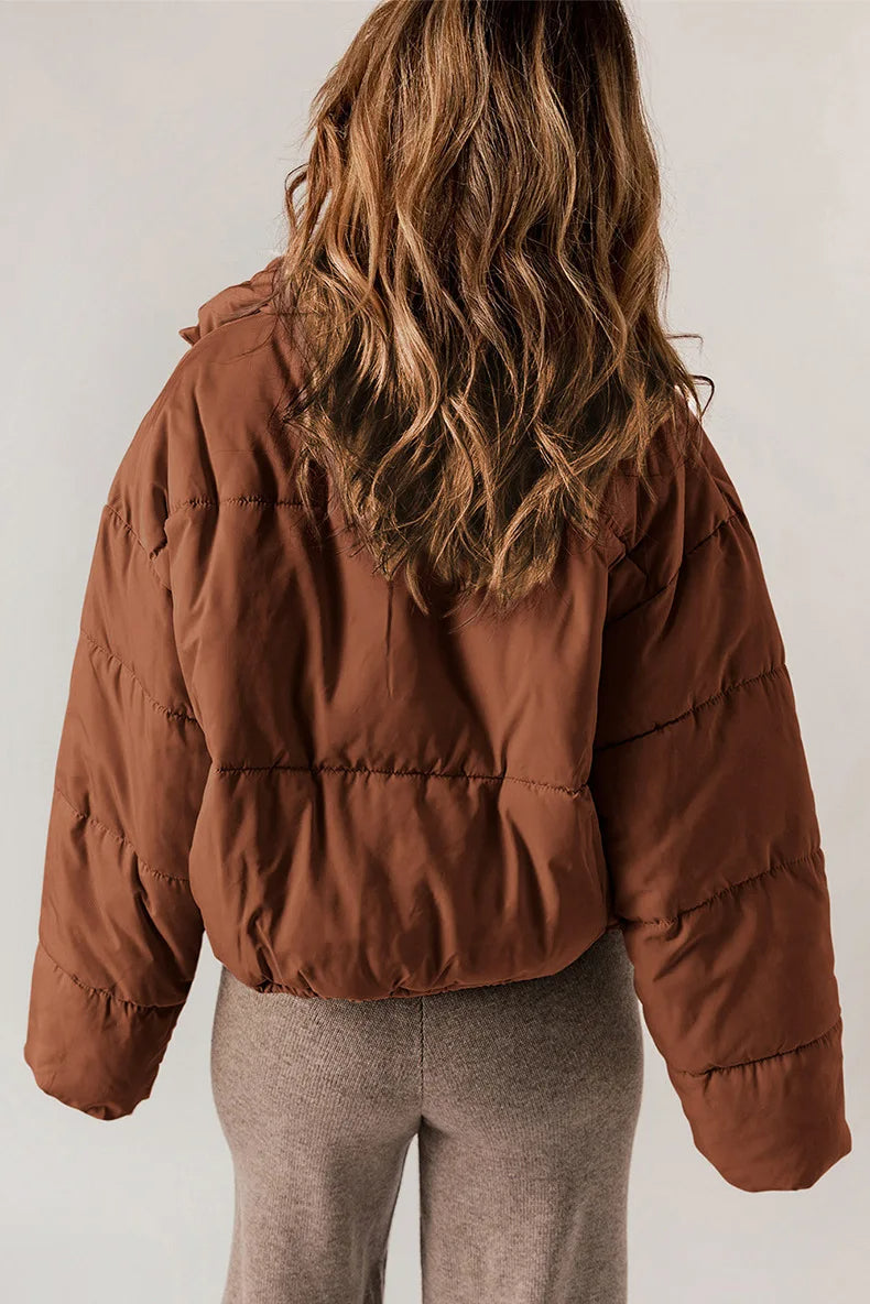 Damen Steppjacke Reißverschluss Eingrifftaschen