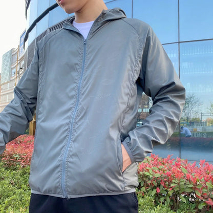 Herren Windjacke Leicht Mit Kapuze Schwarz - Norvielle