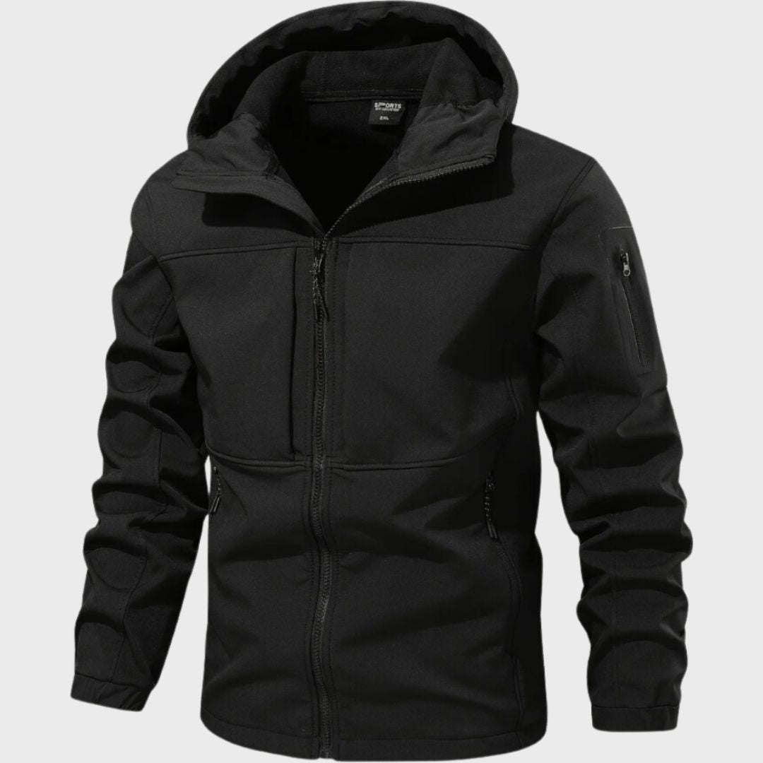 Herren Softshelljacke Wasserdicht Mit Kapuze Schwarz - Norvielle