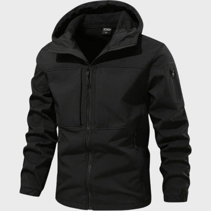 Herren Softshelljacke Wasserdicht Mit Kapuze Schwarz - Norvielle