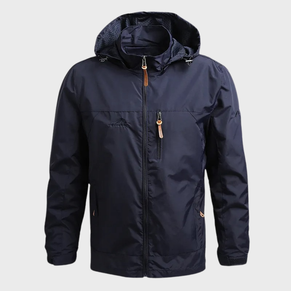 Windjacke – mit Kapuze – Outdoor – wasserdichte Jacke – Herrenjacke-Blau-M-Chaps Herrenmode