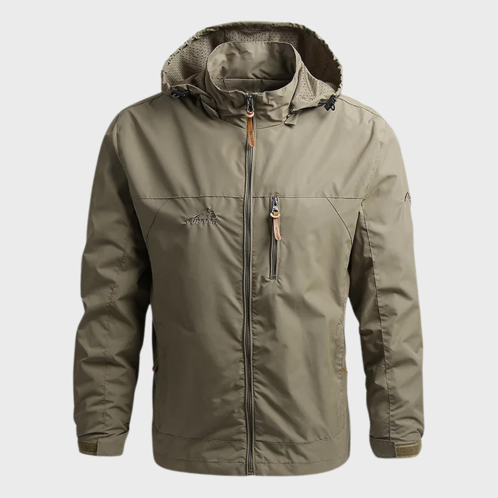 Windjacke – mit Kapuze – Outdoor – wasserdichte Jacke – Herrenjacke-Khaki-M-Chaps Herrenmode