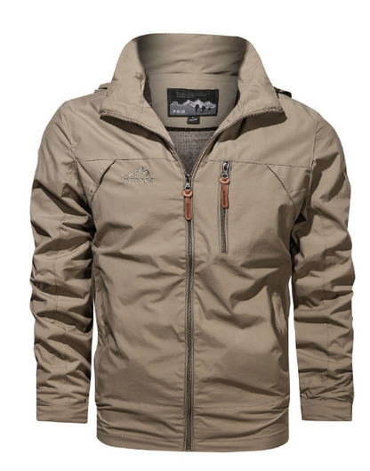 Windjacke – mit Kapuze – wasserdicht – Outdoorjacke – Herrenjacke-Dunkles Khaki-S-Chaps Herrenmode