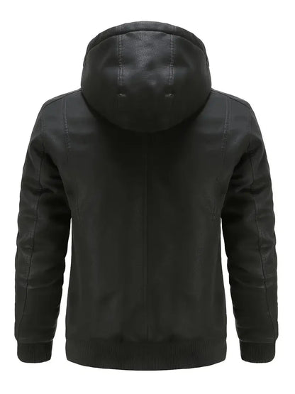 Winter-Lederjacke | Kunstleder | Kapuzenjacke | Steppfutterjacke | Herrenjacken-Chaps Herrenmode