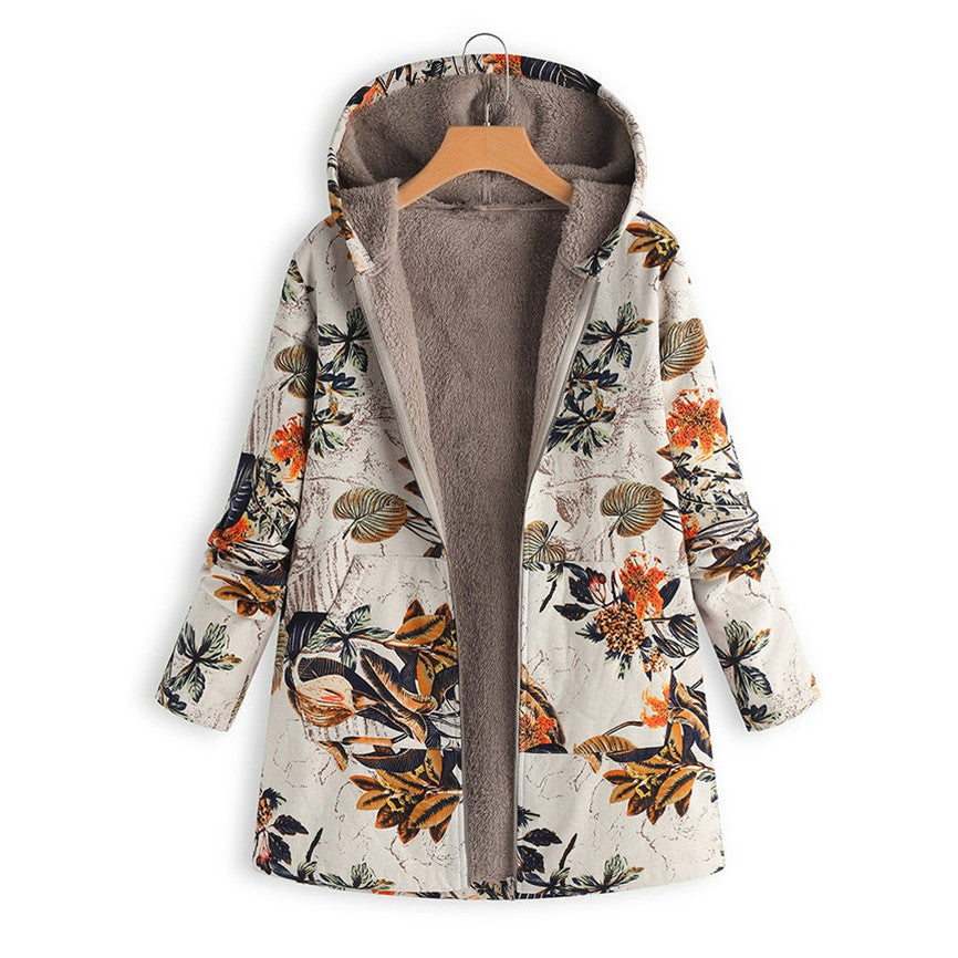 Norvielle Damen Vintage Jacke Bedruckt