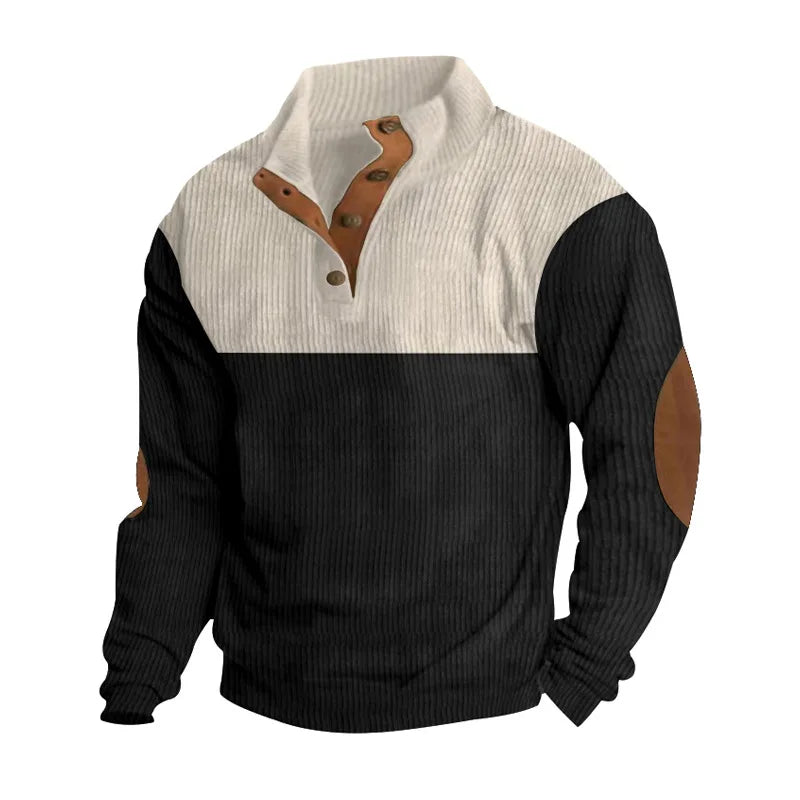 Herren Winterpullover mit Ellbogenflicken Knopfleiste - Norvielle