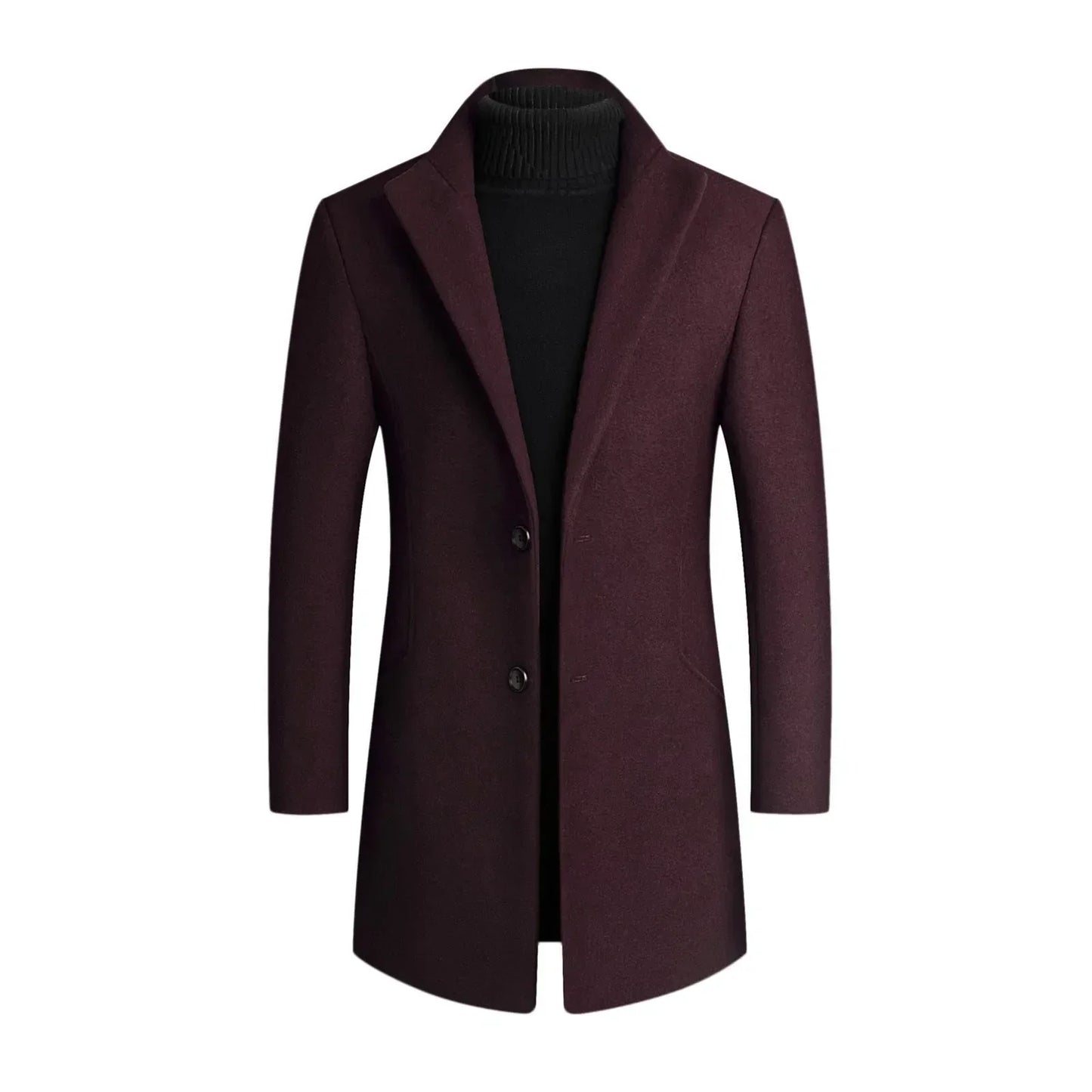 Winter-Trenchcoat | Einreihig | Revers | Mantel aus Wollmischung | Herrenjacke-Rot-M-Chaps Herrenmode