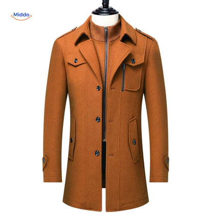 Herren Trenchcoat Doppelkragen Lang Peaky Blinders Stil Beige
