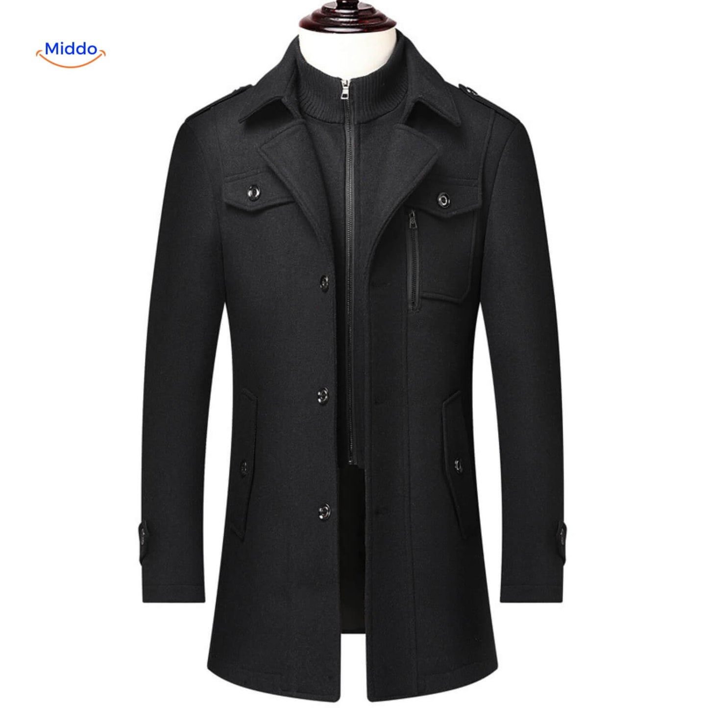 Herren Trenchcoat Doppelkragen Lang Peaky Blinders Stil Beige