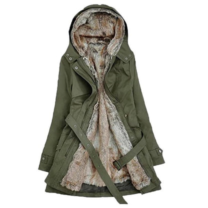 Damen Winterjacke Kunstfellfutter Elegante Passform