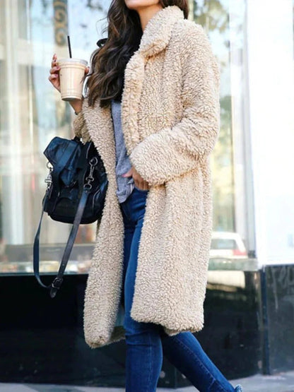 Damen Wintermantel Lang Teddy Mantel Warm