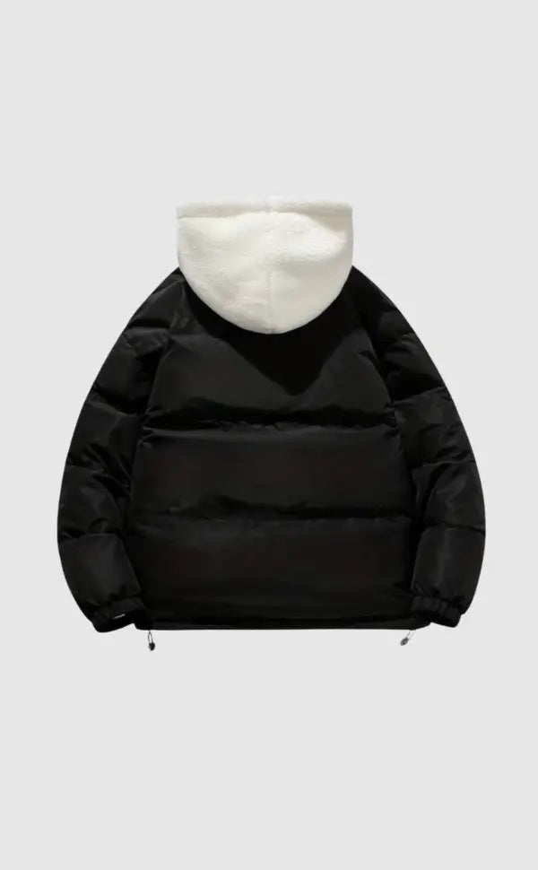Herren Winterjacke Gepolstert Verstellbare Kapuze Schwarz - Norvielle