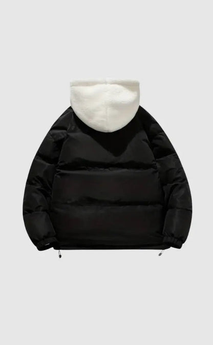 Herren Winterjacke Gepolstert Verstellbare Kapuze Schwarz - Norvielle