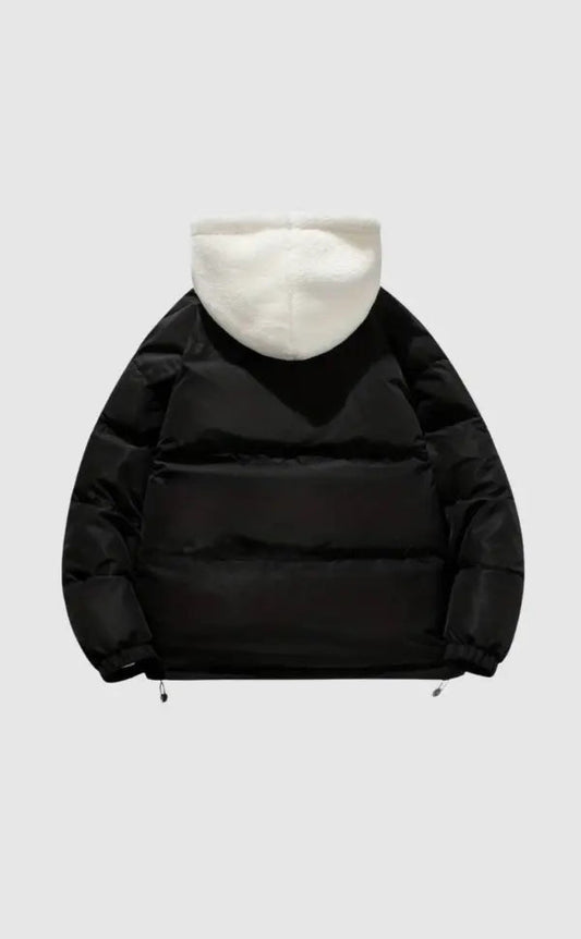 Herren Winterjacke Gepolstert Verstellbare Kapuze Schwarz - Norvielle