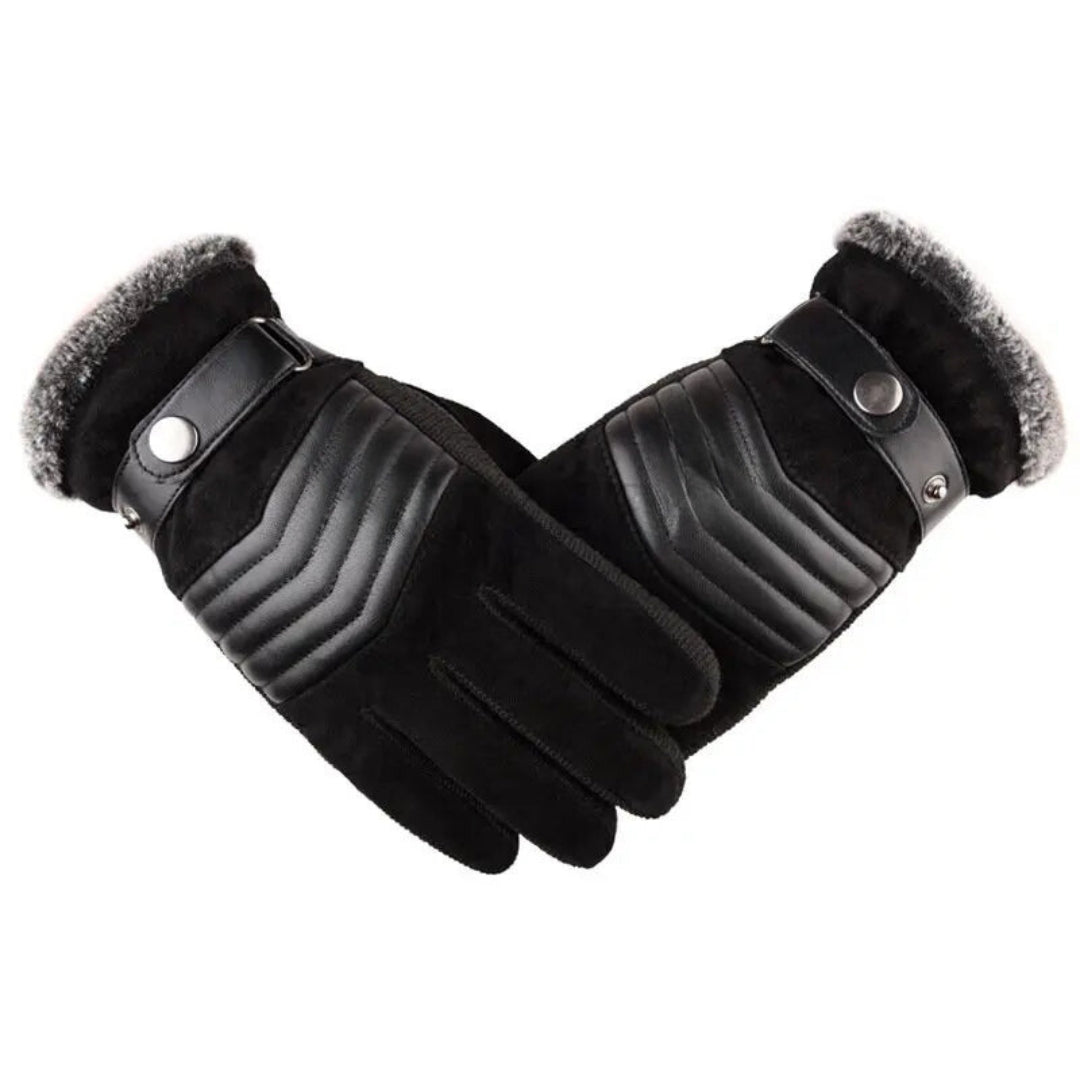 Herren Winterhandschuhe Warm Fellgefüttert Touchscreen Schwarz - Norvielle