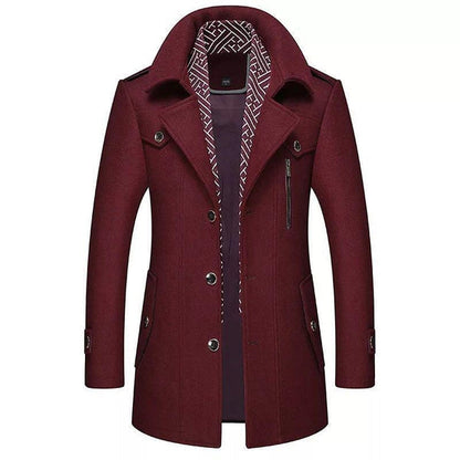 Winterjacke | Einreihig | Mittellang | Wolljacke | Herrenmantel-Rot-S-Chaps Herrenmode