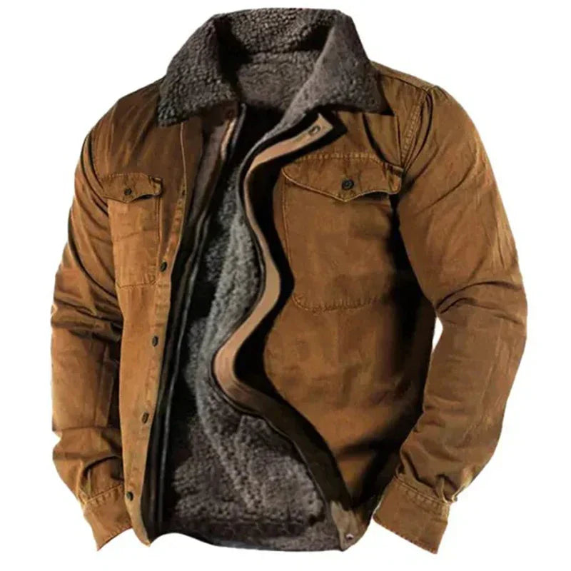 Herren Winterjacke Fleece Gefüttert Schwarz - Norvielle