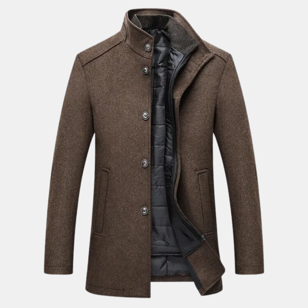 Herren Steppjacke Wollgemisch Innenfutter Schwarz - Norvielle