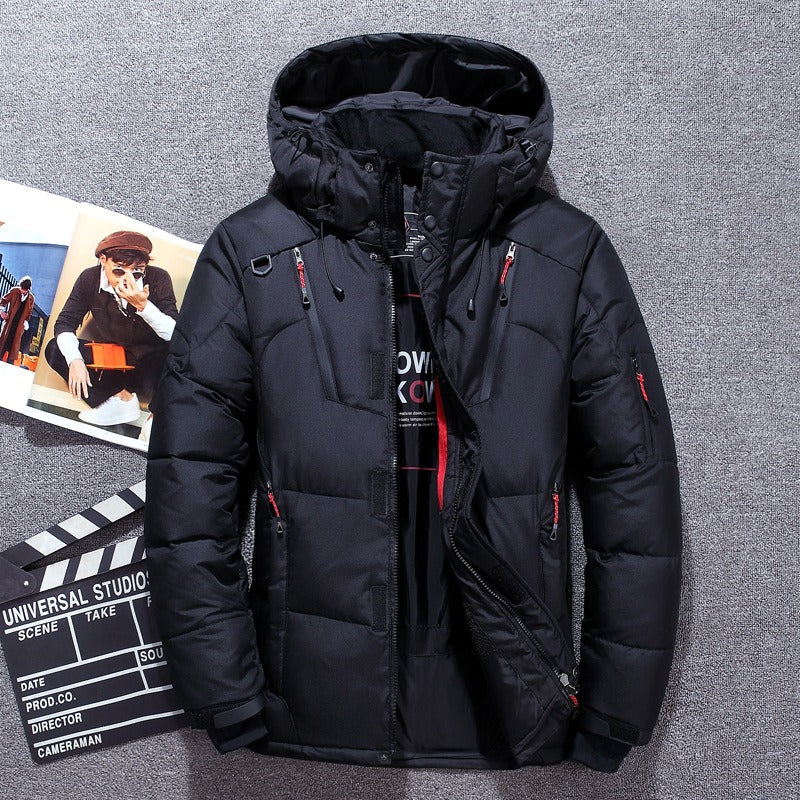 Herren Daunenjacke Kapuzenpufferjacke Schwarz - Norvielle