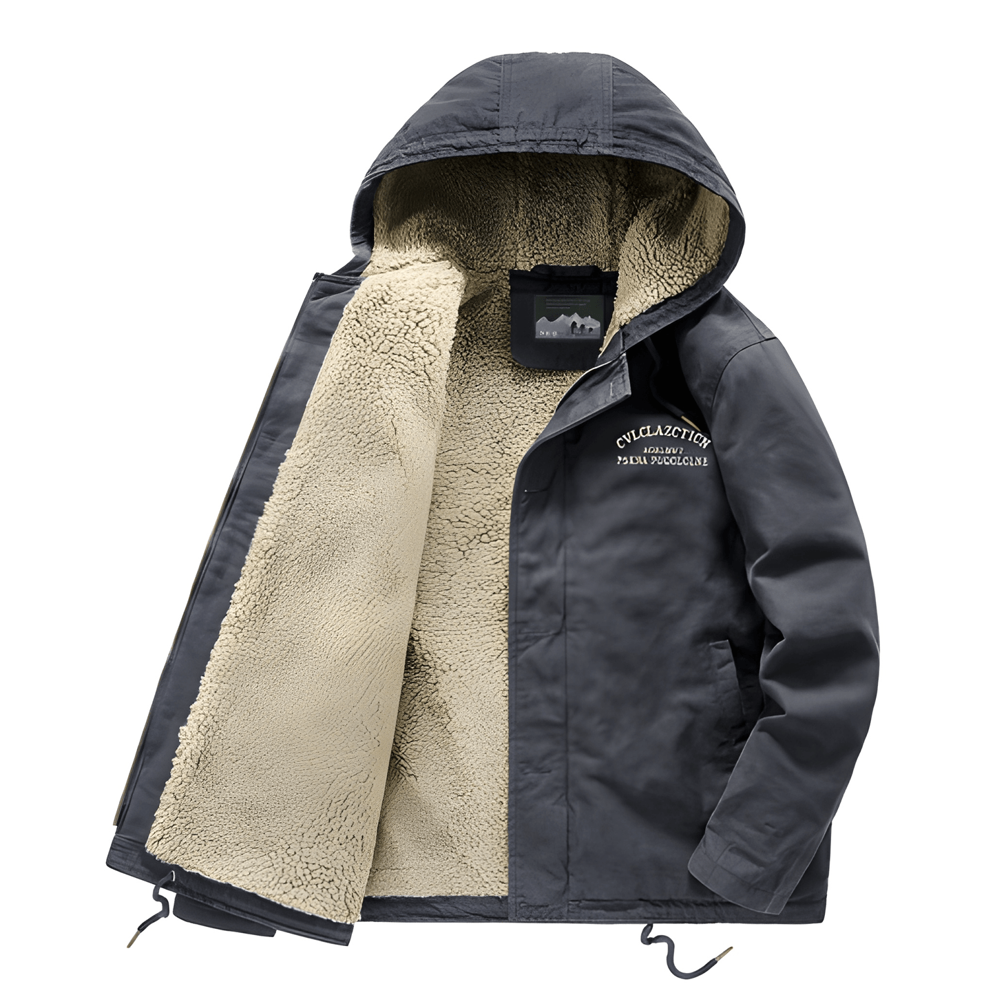 Herren Winterjacke Fleecegefüttert Kapuze Schwarz - Norvielle