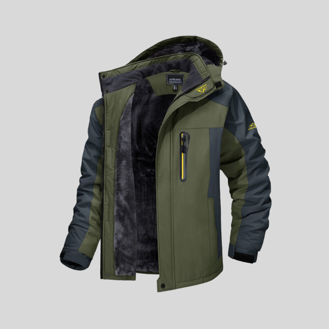 Herren Winterjacke Mit Kapuze Fleece Schwarz - Norvielle