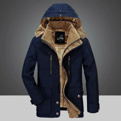 Herren Winterjacke Reißverschluss Kapuze Sherpa-Futter - Norvielle