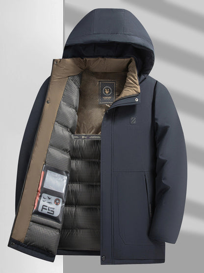 Herren Winterjacke Gefüttert Kapuzenjacke Schwarz - Norvielle