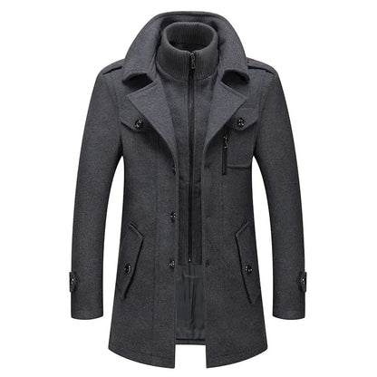 Herren Wolljacke Kragen Reißverschluss Schwarz - Norvielle