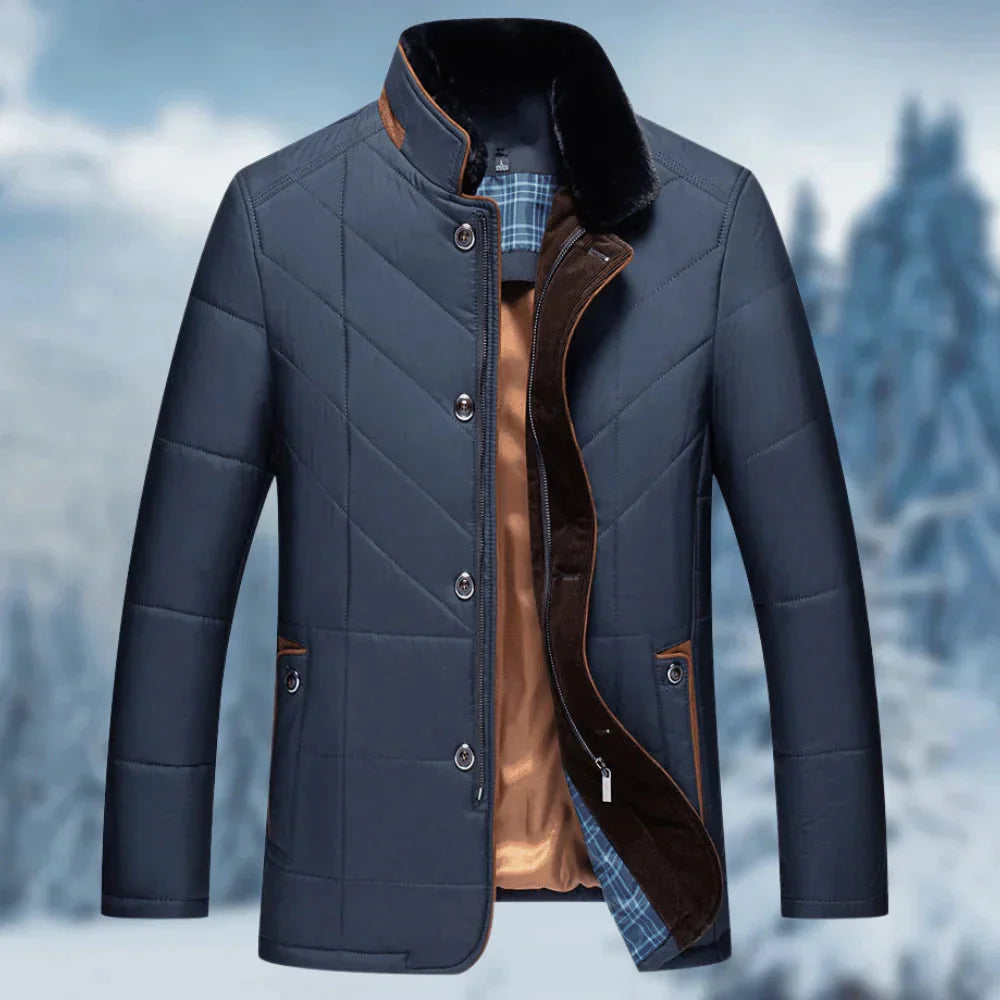 Herren Winterjacke Leichte Daunenjacke Stehkragen Schwarz - Norvielle