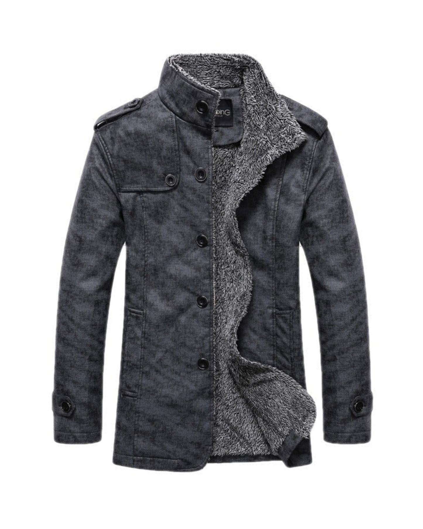 Herren Winterjacke Stehkragen Sherpa Slim Fit Schwarz - Norvielle