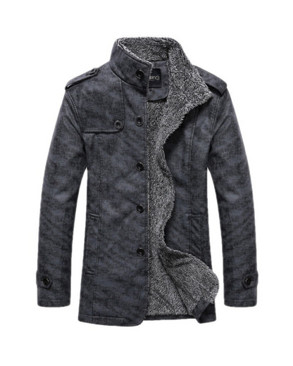 Herren Winterjacke Stehkragen Sherpa Slim Fit Schwarz - Norvielle