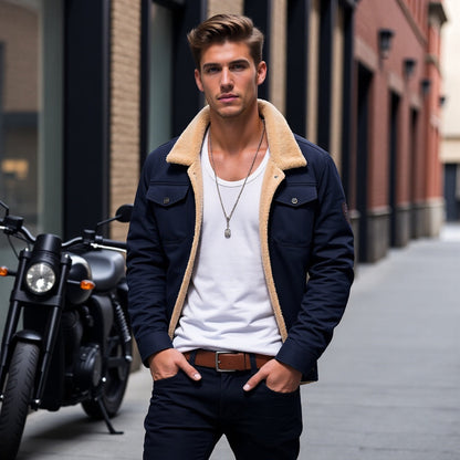 Winterjacke – kurz – mit Fleecefutter – Jacke mit Sherpa-Futter – Winterjacke für Männer-Chaps Herrenmode