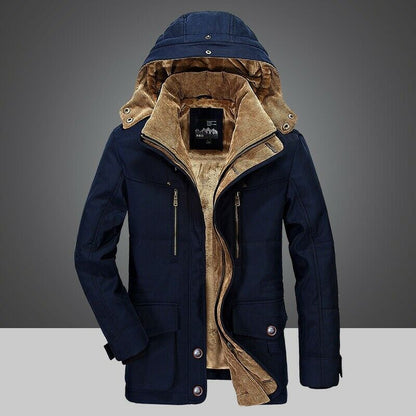Herren Winterparka Gefüttert Mit Kapuze Schwarz - Norvielle