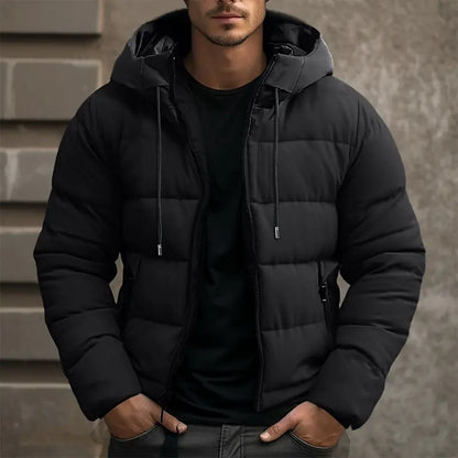 Winterjacke – mit Kapuze – wattiert – Daunenjacke – Herrenmantel-Schwarz-M-Chaps Herrenmode
