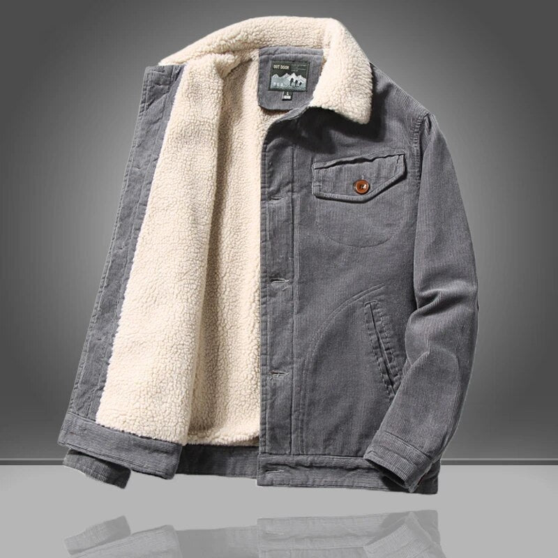 Herren Winterjacke Fleecegefüttert Knopfverschluss Schwarz - Norvielle