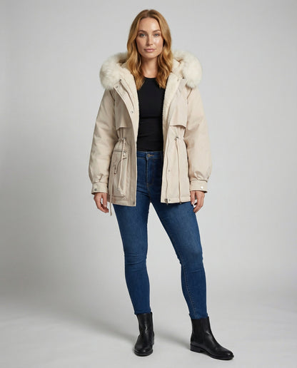 Damen Winterjacke Pelz Warm