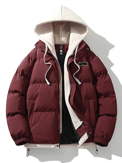 Herren Winterjacke Doppelkapuze Warm Isoliert