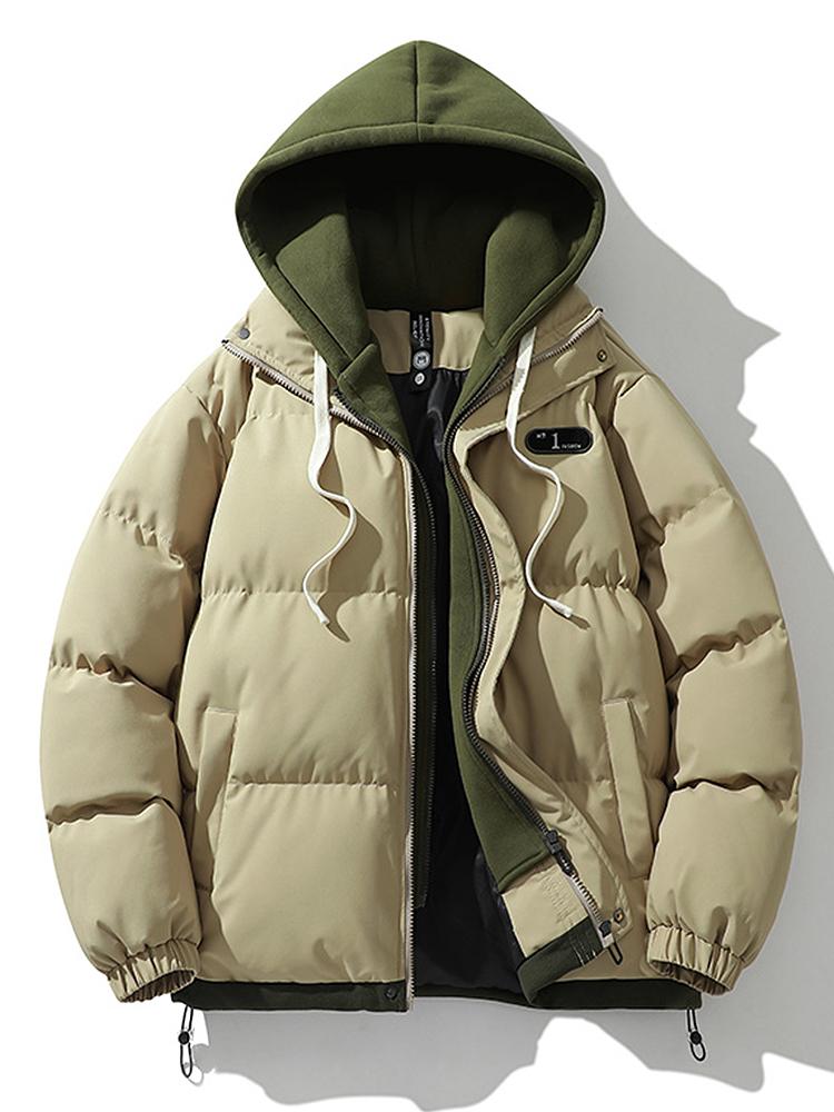 Herren Winterjacke Doppelkapuze Warm Isoliert