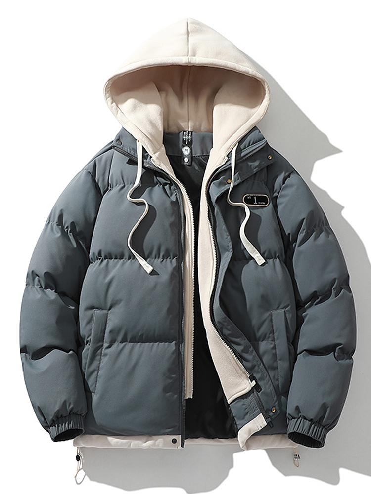 Herren Winterjacke Doppelkapuze Warm Isoliert