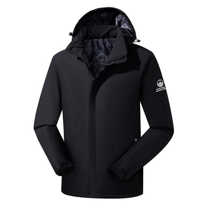 Herren Winterparka Fleecegefüttert Mit Kapuze Schwarz - Norvielle