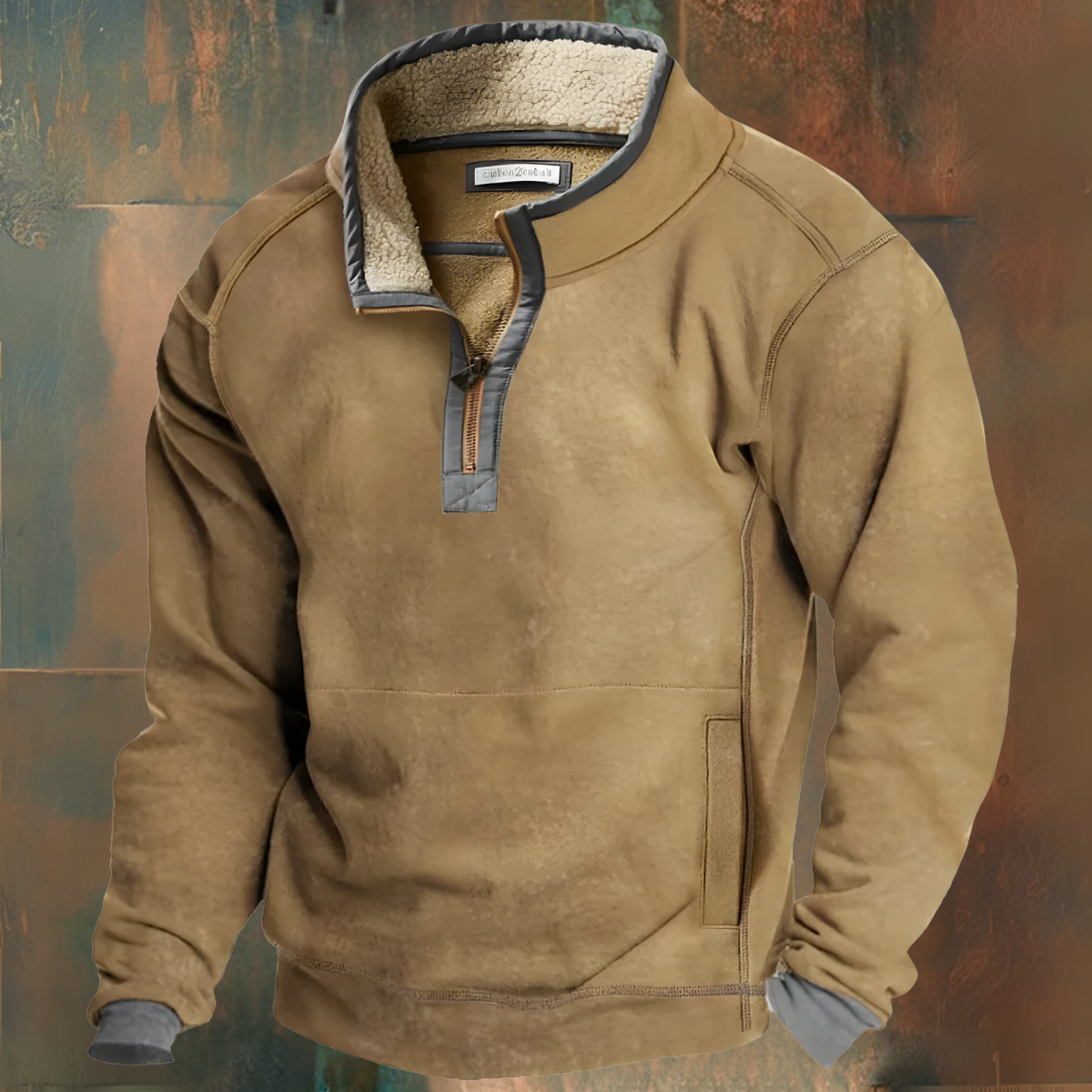Herren Winterpullover Fleece Viertelreißverschluss Grau - Norvielle