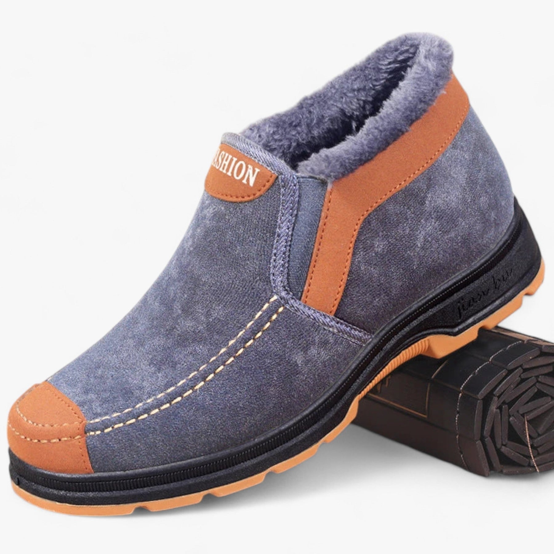 Herren Winterschuhe Fleece gefüttert Rutschfest Slip-On Schwarz - Norvielle