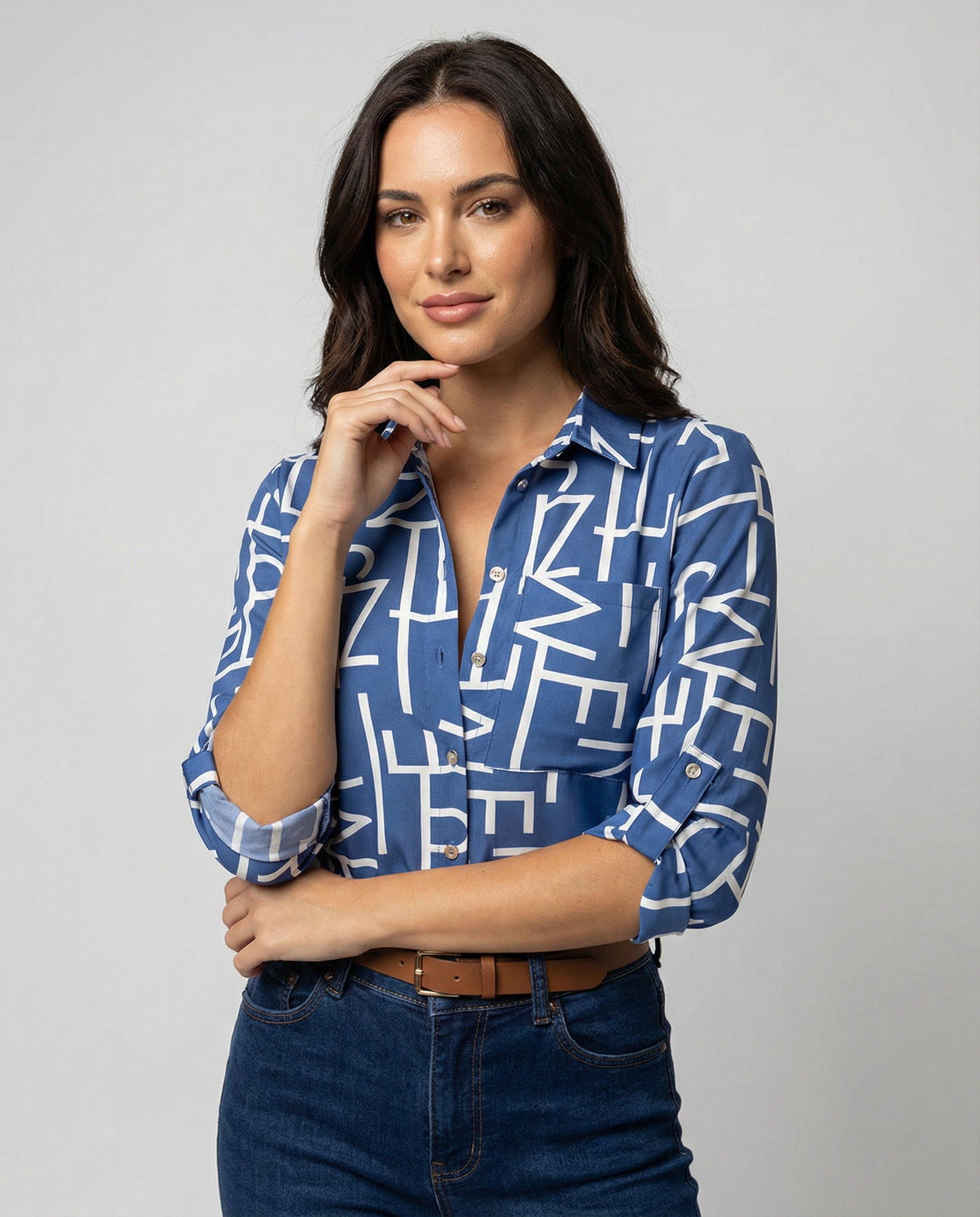 Norvielle Damen Bluse mit Umlegekragen - Norvielle