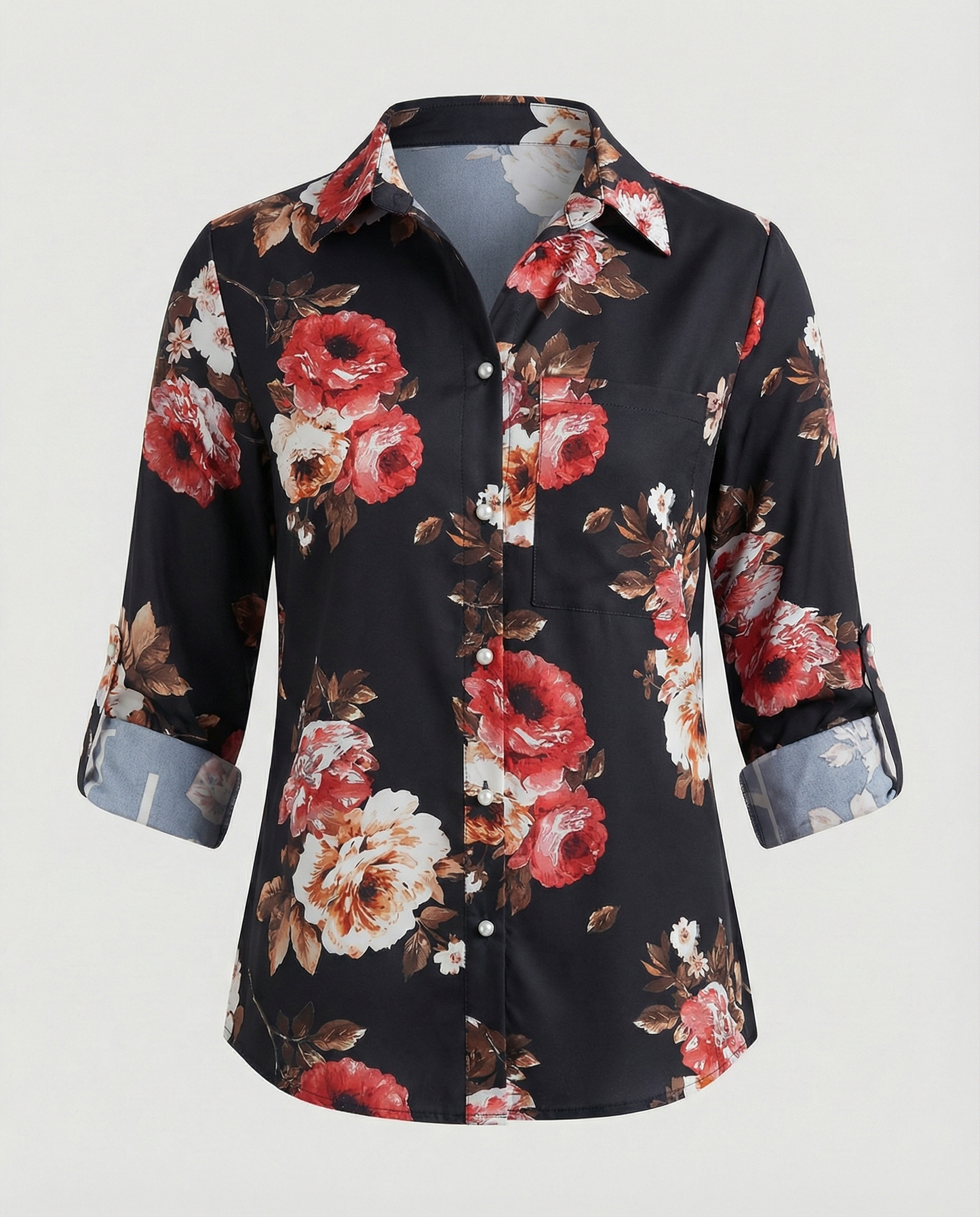 Norvielle Damen Bluse mit Umlegekragen