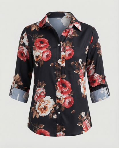 Norvielle Damen Bluse mit Umlegekragen