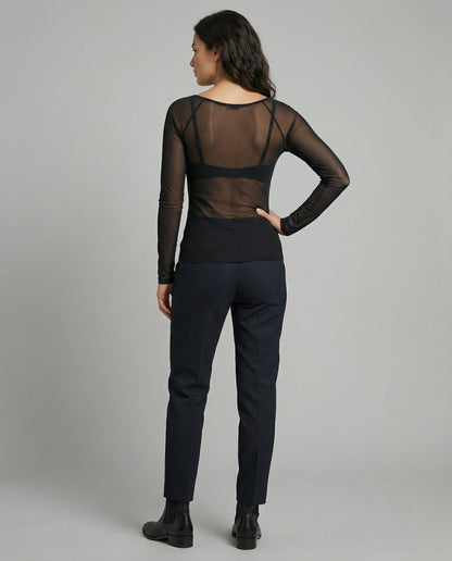 Damen Langarm Atmungsaktives Mesh Transparent