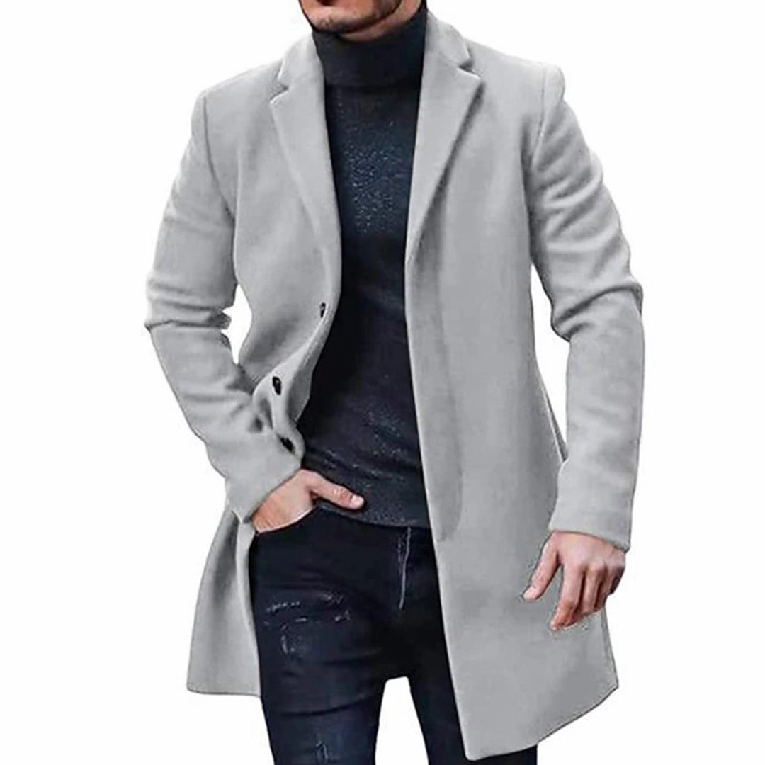 Herren Trenchcoat Mittellang aus Wolle Dunkelblau - Norvielle