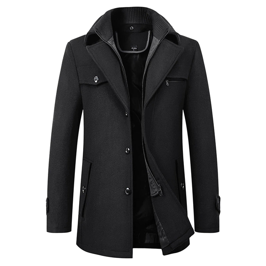 Herren Winter-Trenchcoat Wolljacke Mittellang - Norvielle