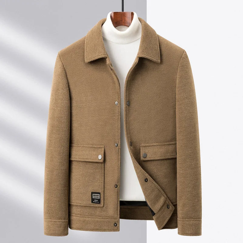Herren Wolljacke Kurz Knöpfe Taschen - Norvielle